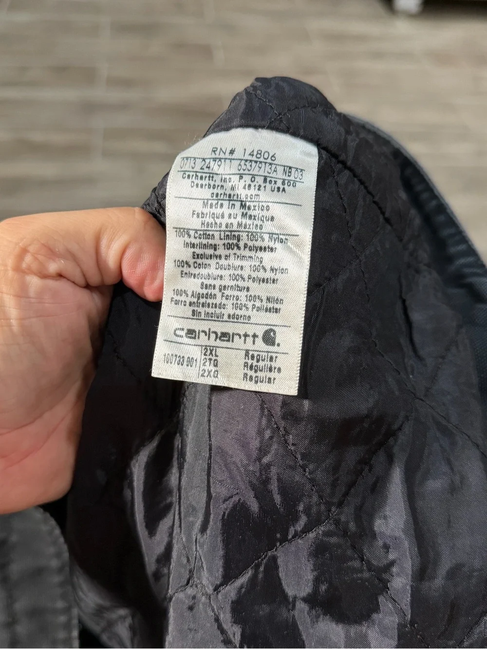 Vintage Carhartt Quilt lined Insulated Black Canvas Jacket Mens XXL 100733 001